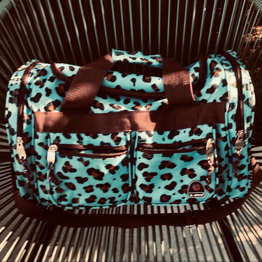 Rockland Carry-On Bag in Blue Leopard Print